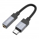 HOCO adapteris USB-C uz 3.5mm female 15cm melns