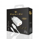 Prestico USB A lādētājs / adapteris 2.4A 5V +  microUSB datu kabelis balts