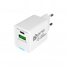 prio Wall Charger GaN Power 45W PD PPS (USB C) + QC 3.0 (USB A) white