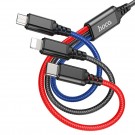 HOCO cable 3 in1 USB A to Lightning / Micro USB / Type C 2A X76 1 m black / red / blue