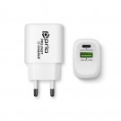 Prio ātrais tīkla lādētājs / adapteris 30W PD USB-C + USB-A white